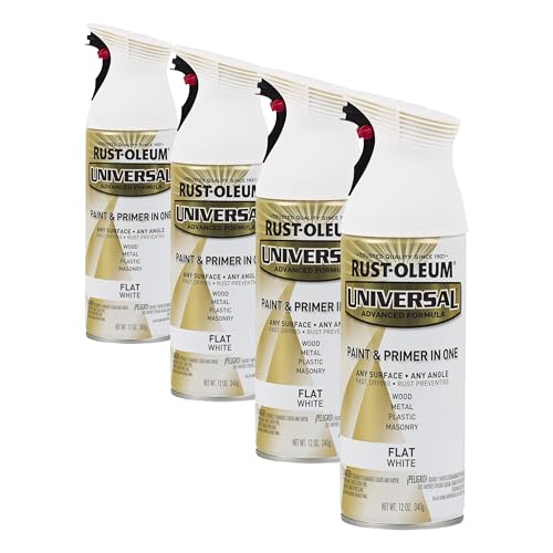 Image of Rust-Oleum 247564 Universal All Surface Spray Paint, 12 oz, Flat White (Pack of 4)