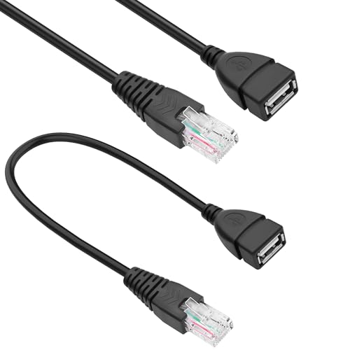 MEIRIYFA Cable USB hembra a RJ45, USB a RJ45, adaptador Ethernet 8P4C, cable de red para router, módem, PC de escritorio, conmutador, TV Box (0,3 m, 2 unidades)