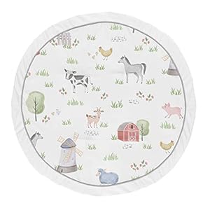 Sweet Jojo Designs Farm Animals Boy Girl Baby Playmat Tummy Time Infant Play Mat – Watercolor Farmhouse Horse Cow Sheep…