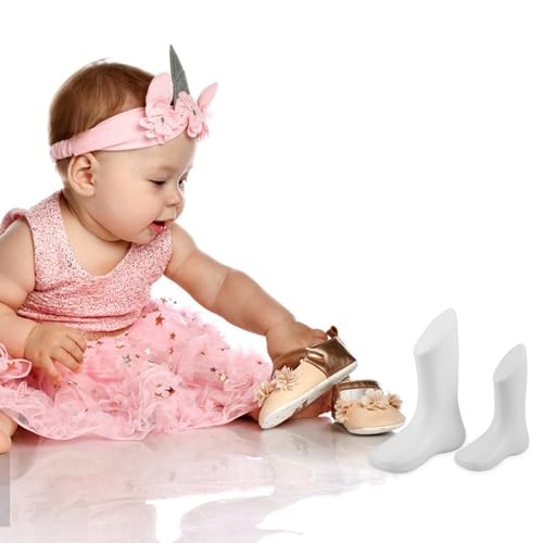4Pcs Baby Foot Mannequin Display Models for Toddler Shoes and Socks Plastic Hollow Foot Models White 5.70X4.33X1.77In