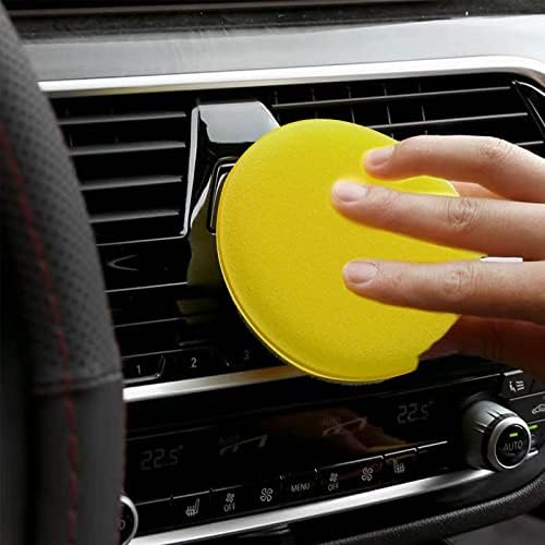 Gtwinsone 15Pcs Car Polishing Pads Microfibre Wax Applicator Pads Soft Polish Applicator Pad Round Shaped Sponge Hand Polishing Foam Applicator Pads for Car Wax Auto Glass Clean Tool(Yellow)