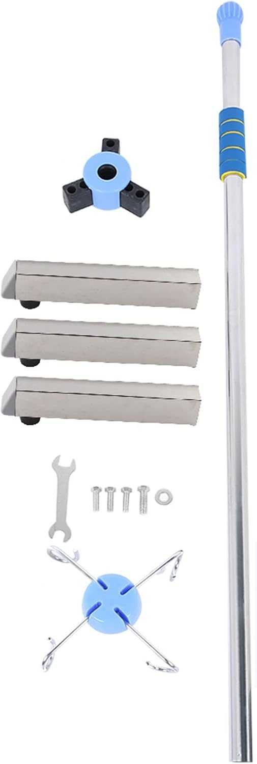 Supporto per Asta Portaflebo, Supporto Portatile Pieghevole per Sacche per Fluidi Flebo con 4 Ganci E 3 Ruote, Supporto per Sacche Flebo in Acciaio Inox Regolabile in Altezza per Ospedali,