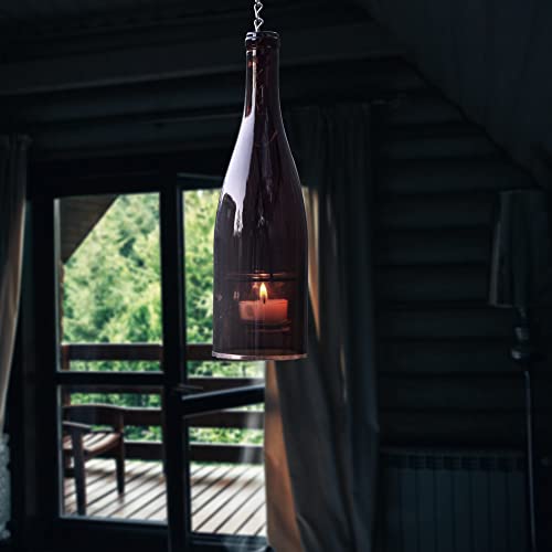 Blue Ridge Mountain Gifts Hanging Wine Bottle Indoor/Outdoor Lantern Lights - Decorative Lights Votive Candle Holder, Great For Rustic Wedding Decorations, Patio Decor Or Garden Decor, Assorted (4Pcs) #TOP6