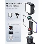 Phone Tripod Mount with 2 Cold Shoes, Smartphone Holder Adapter Rotatable Bracket with 1/4 inch Screw/Adjustable Clip for Video Live Streaming/Recronding - Image 4
