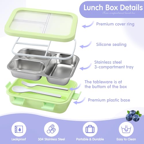 LemonRoad 3 Pcs 304 Stainless Steel Bento Box with Spoon Fork, 24 oz by LemonRoad - Used condition - Image 4