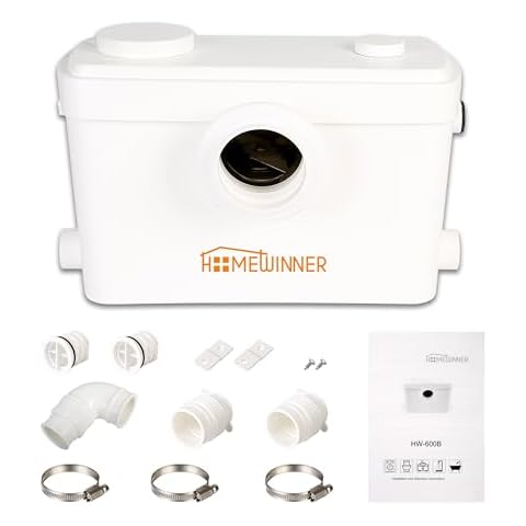 Macerator Pump 600W Toilet Upflush Sewage Grinder Pump System up to 30 ft for Basement Full Bathroom and Off-Grid RV Home Toilets Shower Laundry Sink Sewer Sump Pumps Waste Water Disposal Marine House Cover
