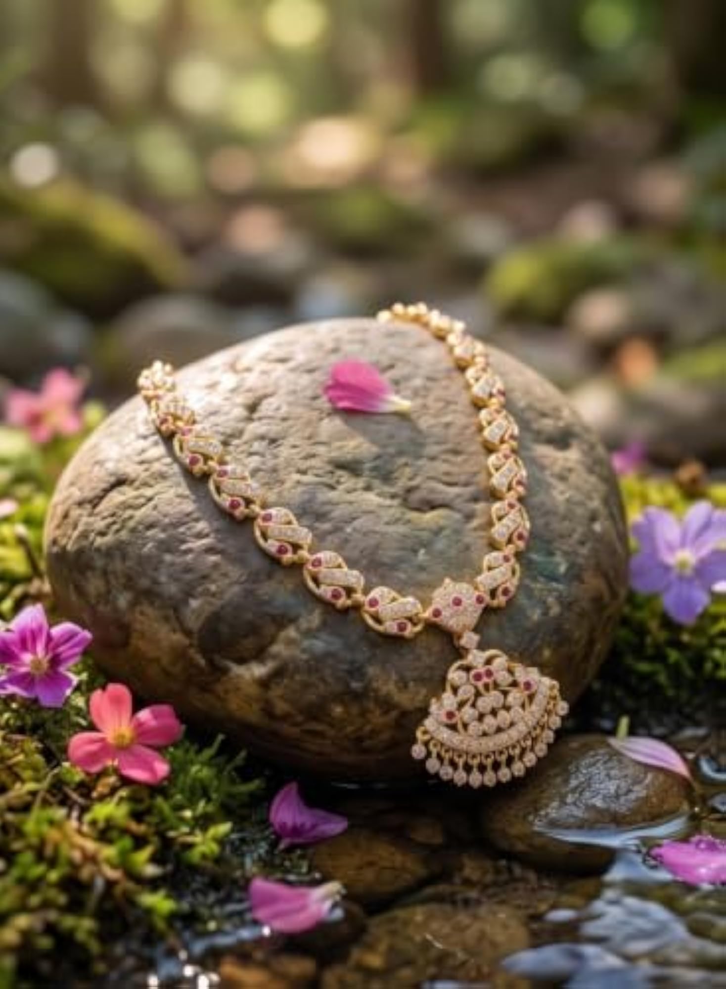 Women's Classic Ruby Leaf Necklace