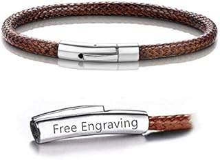 ChainsHouse Braided Leather Bracelets for Men Bangle Bracelets, Personalized Mens Leather Bracelet with Custom Beads, 18 / 20 / 22CM