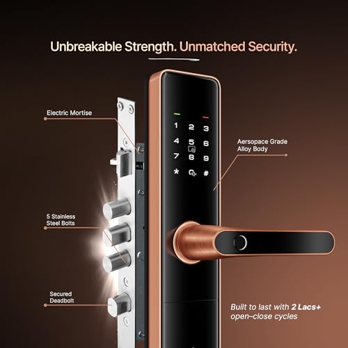 Image of Qubo Smart Door Lock Ultra (Wi-Fi) from Hero Group | Remote App Unlock | 5 Bolts | Tamper Alerts | App Control| 7-Way Unlocking | Fingerprint| PIN | OTP | RFID Card | Mechanical Key | 3 Year Warranty