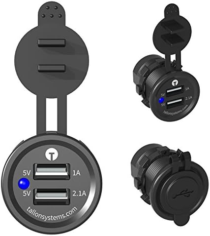 Tallon Dual USB Charger Socket - Round: 12-24V Input & Puts Out 5V 1.0A and 2.1A Simultaneously