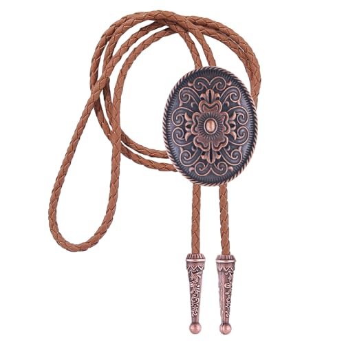 Image of GelConnie Floral Bolo Tie for Men Womens Bolo Tie Necklace Native American Black Men's Bolo Ties Western Cowboy Bolero Ties