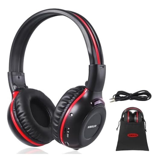SIMOLIO IR Headphones for Car DVD, Infrared Headphones Kids Universal 2 Channel, Car Headsets Wireless with Bag & 3.5mm AUX Cord for Honda Odyssey Rear Entertainment System, Foldable Durable On-Ear