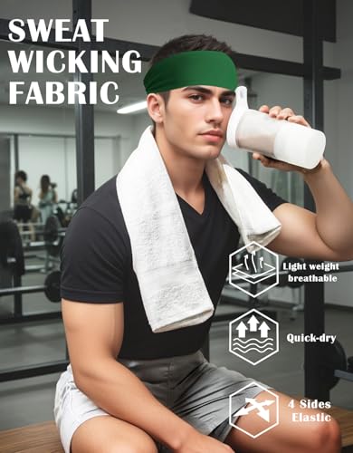 Image of Headbands for Men & Women, Sweat Headband Non-Slip Sweatband Sports Running Cycling Yoga Basketball Workout Football Training