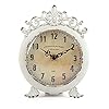 Nikky home small vintage table clock decorative shelf desk top clock battery operated round french design farmhouse home decor for bathroom tabletop desktop countertop rustic beige  urban country home decor