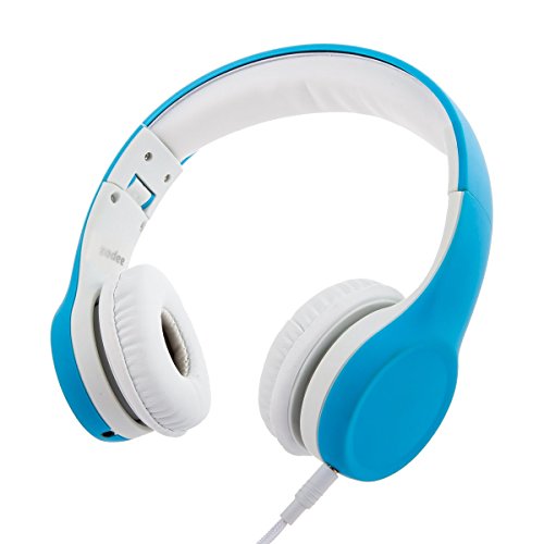 Wired Foldable Volume Limited Kids Headphones with Microphone and Music Sharing for Boys Girls Children (Blue)