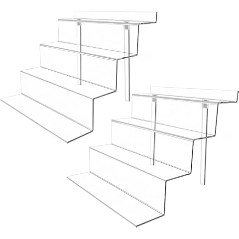 Display Stand 4 Tier Black Display Riser 2 Pack Displays Perfume Organizers Tiered for Decoration and Cupcakes Dessert Stand Makeup Stand Cabinet Countertops (12*6-clear) Cover