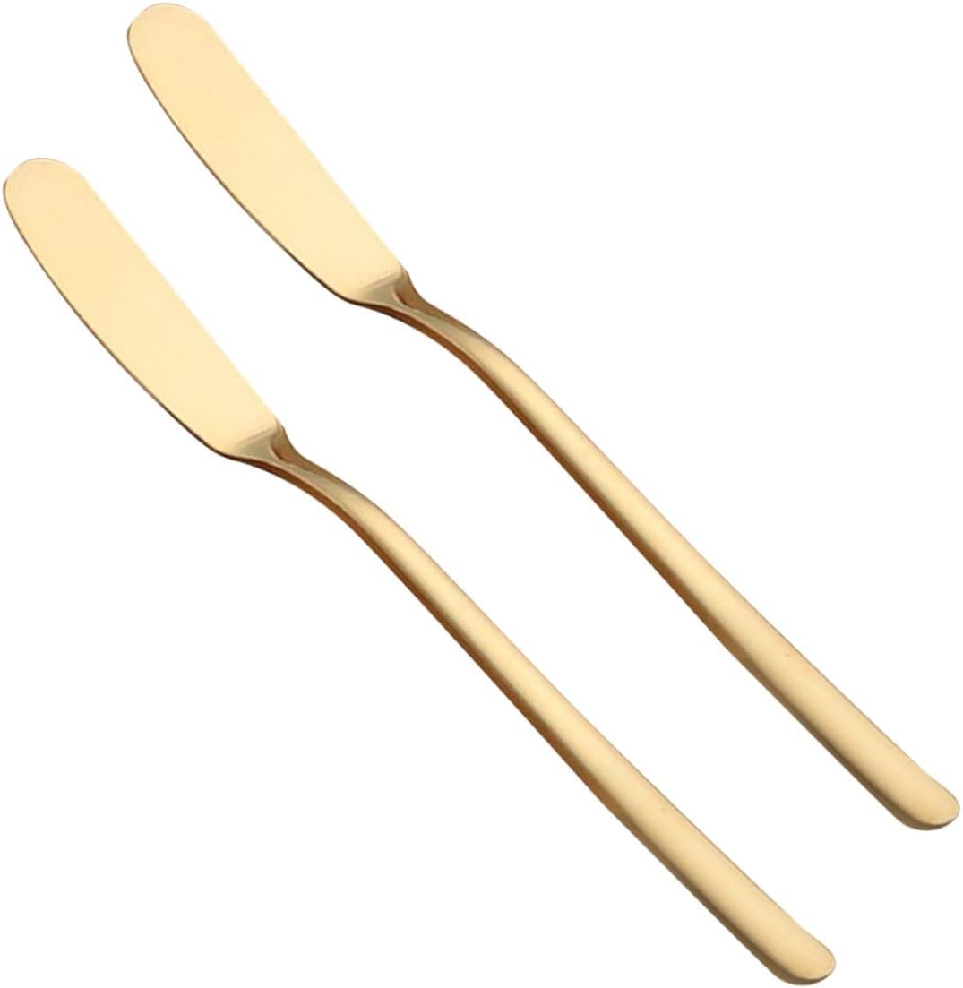 Lurrose 2pcs Stainless Steel Butter Cutter for Kitchen Gadgets Golden Multifunction Cheese and Cream Spreaders Rust-resistant Baking Tools for Jam Cake and Butter for Catering and