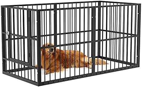 LEMONDA 27"- 56"L*27"W*31.5"H Extendable Dog Playpen with Diaper Mat for Medium Large Dogs ,Telescopic Dog Pen Indoor Outdoor,Large Dog Keneel Dog Fence Dog Exercise Enclosure for Yard Garden Camping