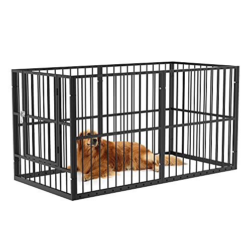 LEMONDA 34"- 68" Inch Extendable Dog Fence with Door,Telescopic Pet Dog Playpen for Medium Large Dogs, Portable Freestanding Dog Exercise Pens Barrier Kennel for Indoor & Outdoor