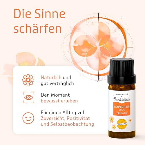 Murnauers Bachblüten Konzentrier Dich Globulini 3 x 10 g | Achtsamkeit und Inspiration| Mit Original Bachblüten nach Edward Bach aus England|Hergestellt in Deuschland