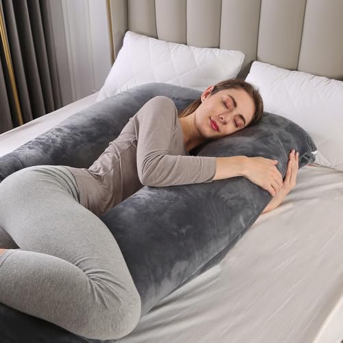 Hidrrdc妊婦抱き枕 U字型抱き枕 全身枕、授乳クッション、マタニテイーだきまくら 、妊娠抱きまくら 男女兼用横向き寝 快眠グッズ 多機能枕 背もたれ 腰枕 足枕 洗える枕カバー (くろ 黒 です)