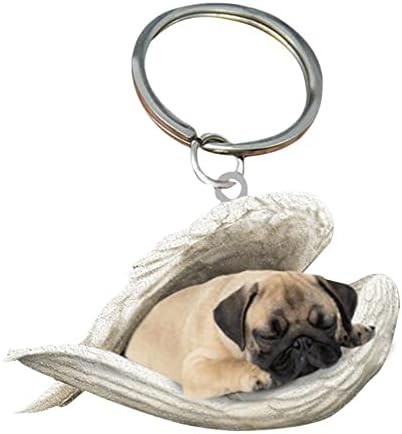 Cute Angel Sleeping Dog Acrylic Keychain Showcase Hanging Keychain Pendants Ornaments Auto Home Decor Stationery Gifts