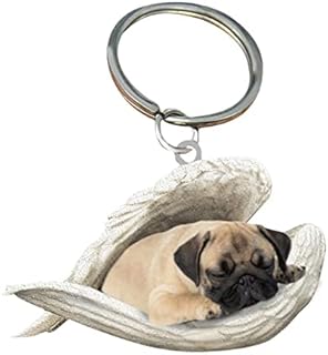Cute Angel Sleeping Dog Acrylic Keychain Showcase Hanging Keychain Pendants Ornaments Auto Home Decor Stationery Gifts