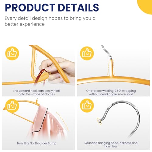 Jiang&Rong 30 Pack 16 Inch Rubber-Coated Non-Slip Metal Hangers (Orange) by Jiang&Rong - Used condition - Image 5