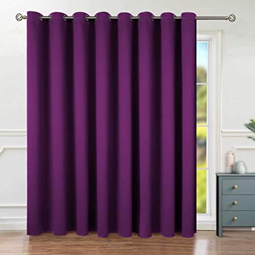 BGment Extra Wide Room Divider Curtain 96 Inch Length for Living Room, Room Darkening Curtain for Patio Sliding Door, Privacy Noise Reducing Blackout Drape for Bedroom, Purple, 1 Panel, 120 Wide