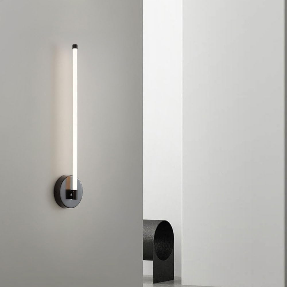 Apliques de Pared Modernos de Cobre, Lámpara de Pared Lineal Negra, Led, Tubos Largos de Acrílico Blanco, Decoración