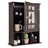 LOKO Bathroom Medicine Cabinet with Mirror, Small Bathroom Cabinet Wall Mounted with Single Mirrored Door & Adjustable Shelf, Bathroom Wall Cabinet, 19 x 6.5 x 23.5 inches (Espresso)