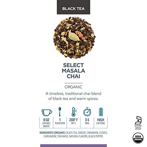Teabloom Organic Black Tea, Select Masala Chai Loose Leaf Tea, Rich And Spicy Traditional Chai, Exceptional Usda Certified Organic Whole Leaf Blend, 3.53 Ounce Loose Leaf Tea Canister Makes 35-50 Cups #TOP2