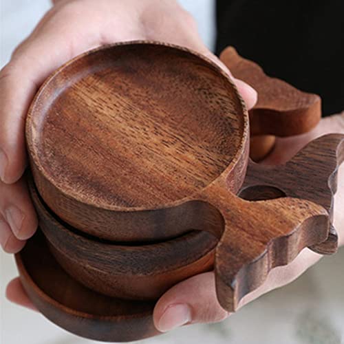 Eorta 2 Pack Sauce Dishes Wooden Appetizer Plates With Handle Fish Shaped Small Serving Tray For Coaster, Dessert, Jam, Sushi, 4.7X3.3 Inch #TOP2