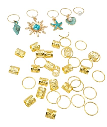 Image of 45Pcs Golden Hair Braid Accessories for Women, Hair Jewellery for Women, Braid Hair Accessories, Boho Hair Chain Accessories for Women Girls, Hair Beads for Women, Hair Beads for Kids Girls