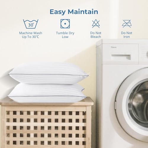 GOHOME King Size Pillows Set of 4 - Bed Pillows for Sleeping 4 Pack, Cooling Supportive Hotel Pillows with Premium Soft Down Alternative Fill for Side Stomach and Back Sleepers