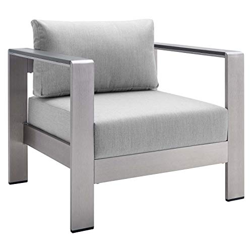 Modway Eei-4316-Slv-Gry-Set Patio Aluminum 4 Piece Set In Silver Gray #TOP2