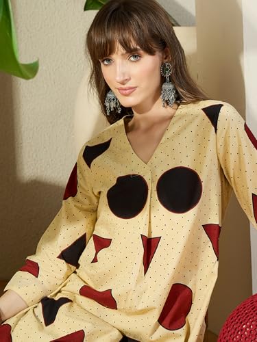 Image of INDO ERA Women Pure Cotton Kurta Palazzo Set | Printed Kurta with Palazzo Pants | Summer Friendly, Office Wear Co-Ord Set | Cord Set For Women Cotton