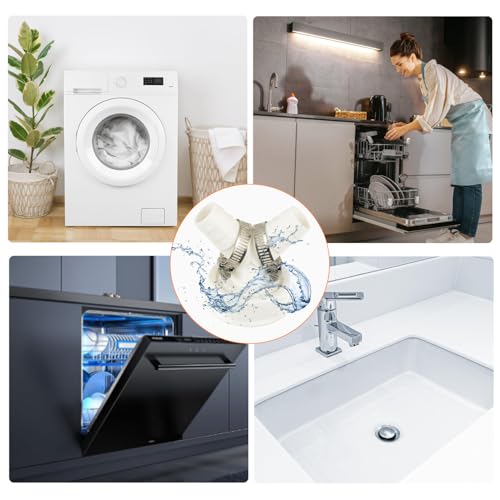 HUAREW waschmaschine abfluss adapter, Doppelanschluss für Waschmaschine, 1 1/2 Zoll Y-adapter für Geschirrspüler und Waschmaschine mit Eingangsstutzen von 19-24 mm und Abgang DN 40 Rohr
