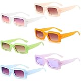 Eyegla 6 Pack Trendy Rectangle Sunglasses for Women Retro Square Party Glasses Set Bulk for Women Men (Multi Colors-D)