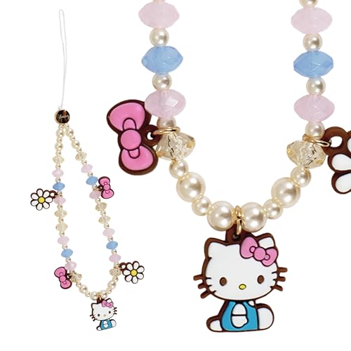 Sonix x Sanrio Beaded Phone Charm | Beaded Wristlet, Universal Phone Strap, and Detachable Cell Phone Lanyard with Silicone Charms | Hello Kitty Pink Bows