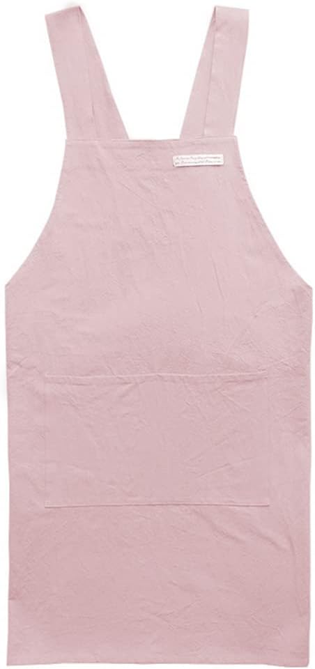 [Yicdfur] エプロン 女性用 X型 肩掛け かぶるだけ ワンピースエプロン 大容量ポケット 純綿 和風 かぶり かわいい おしゃれ シンプル 作業用 保育士 ガーデニング 雑貨 花屋 (ピンク)
