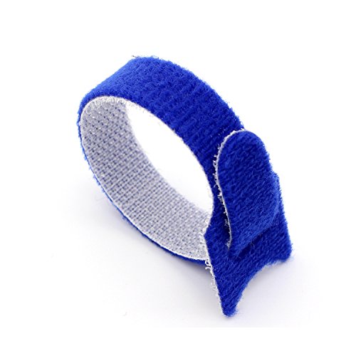 Botetrade High Quality Adjustable 100pcs Velcro Hook Loop Reusable 200mm x 12mm Cable Ties Organizer-Blue