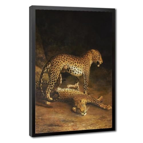 Impression sur toile léopards Jacques-laurent Agasse cadre suspendu salon