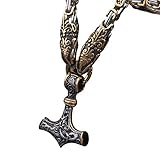 ✅ Versandkostenfrei Anhänger Thors Hammer Edelstahl mit Königskette 50/60/70cm Wikinger Halskette (60)