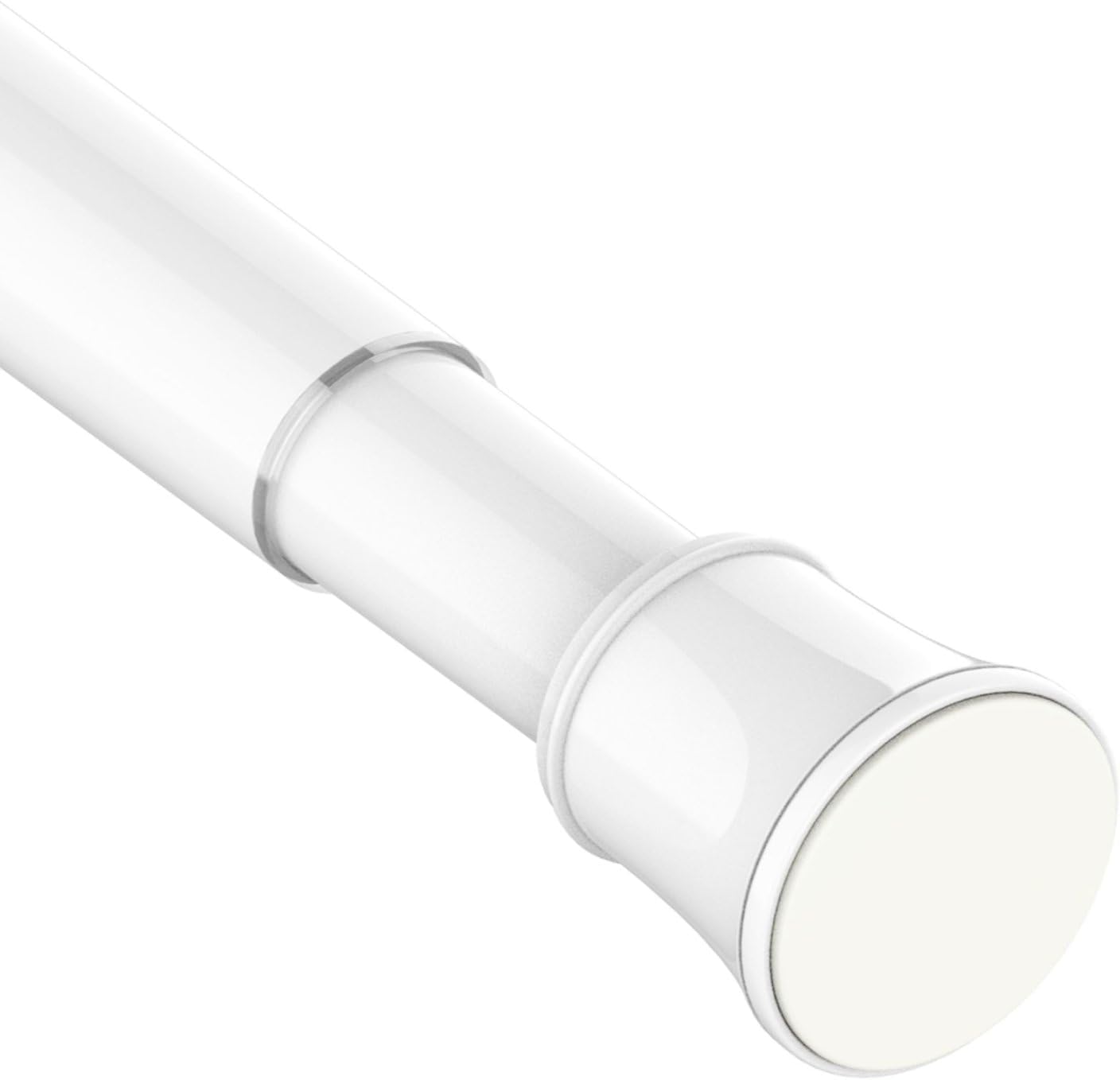 Venwemong Curtain Pole No Drilling and Screws Telescopic Rod Shower Curtain Rail for Clamping, Curtain Rail for Wardrobe, DIY Projects, Bathroom, White, 190-410 cm (Diameter 32 mm)