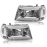 Upgraded Headlight Assembly with Corner Light Compatible with Ford Ranger 2001-2011 Headlamp, Pair of Integral Replacements with LED DRL Tube Light Bar, Chrome Housing Clear Corner, Left+Right
