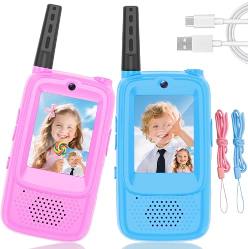 SUMFGO Kids Video Walkie Talkies 2-Pack Rechargeable Handheld Video Intercoms for Family Games Camping & Hiking for Boys and Girls Ages 312
