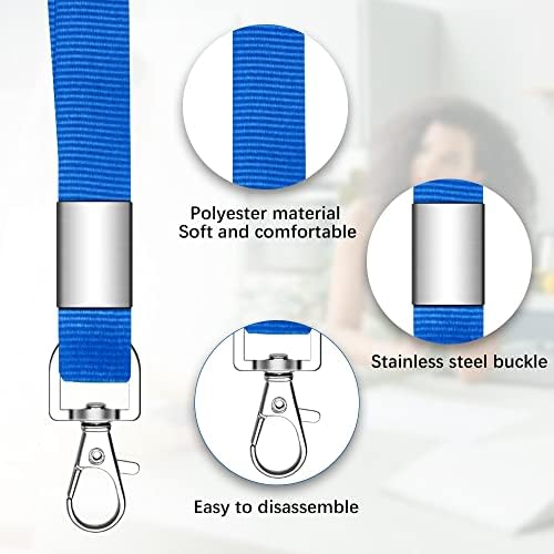 Lanyard Neck Strap, 7 Pcs Office Lanyard Badge Lanyards with for Holding a Name Badge, ID Card or Keys Red, Blue, Black, Sky Blue, Pink, Purple, Green