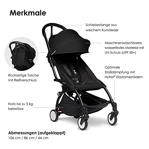 BABYZEN YOYO2 Kinderwagen (Kinderwagengestell Black und 6+ Textile Set Black) - Inklusive Gurt, Rückenlehne, Verdeckbügel, Schultergurt, Aufbewahrungstasche, Sitzpolster und farbgleichem Verdeck – Bild 5