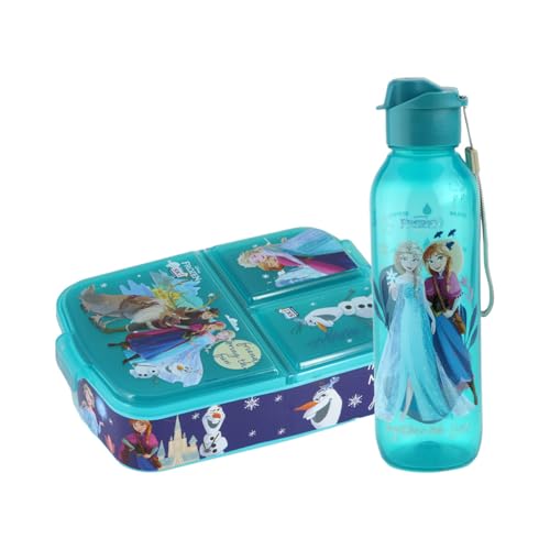 Image of SKi Homeware Trio 3 Compartment Bento Lunch /Snack Box + Sipper Bottle Combo |for Kids' School, Picnic, Sports | for Return Gifts or Party Favours- Frozen